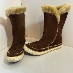 Converse All Star Beverly Suede Faux Fur Winter Boots Brown 522485C Womens 6.5